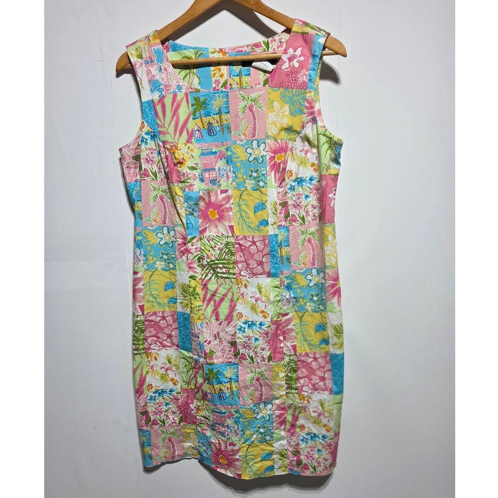 Harris/Wallace Vintage Tropical Patchwork Print Dress Size 12